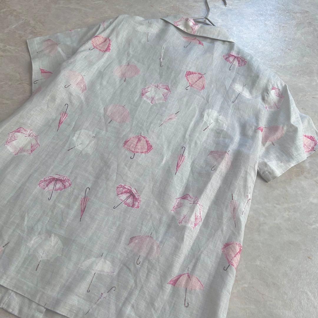 美品✨マドモアゼルノンノン　リネンシャツ　アンブレラ　傘　半袖　春夏