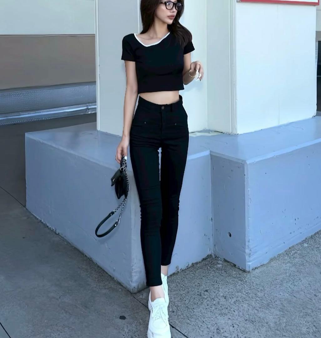 diante ハイウエスト　スキニー　デニム　ブラック