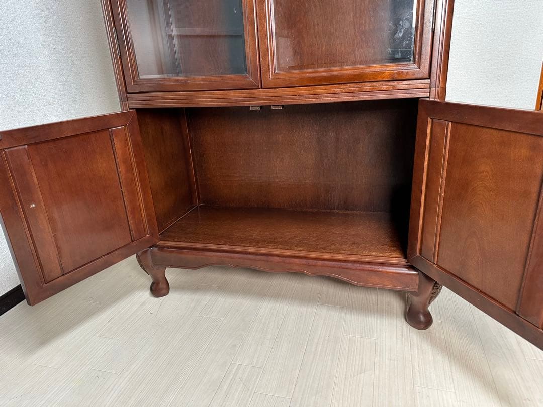 徳田家具 書棚 本棚 桜材 国会議事堂使用 カップボード 食器棚 i1※