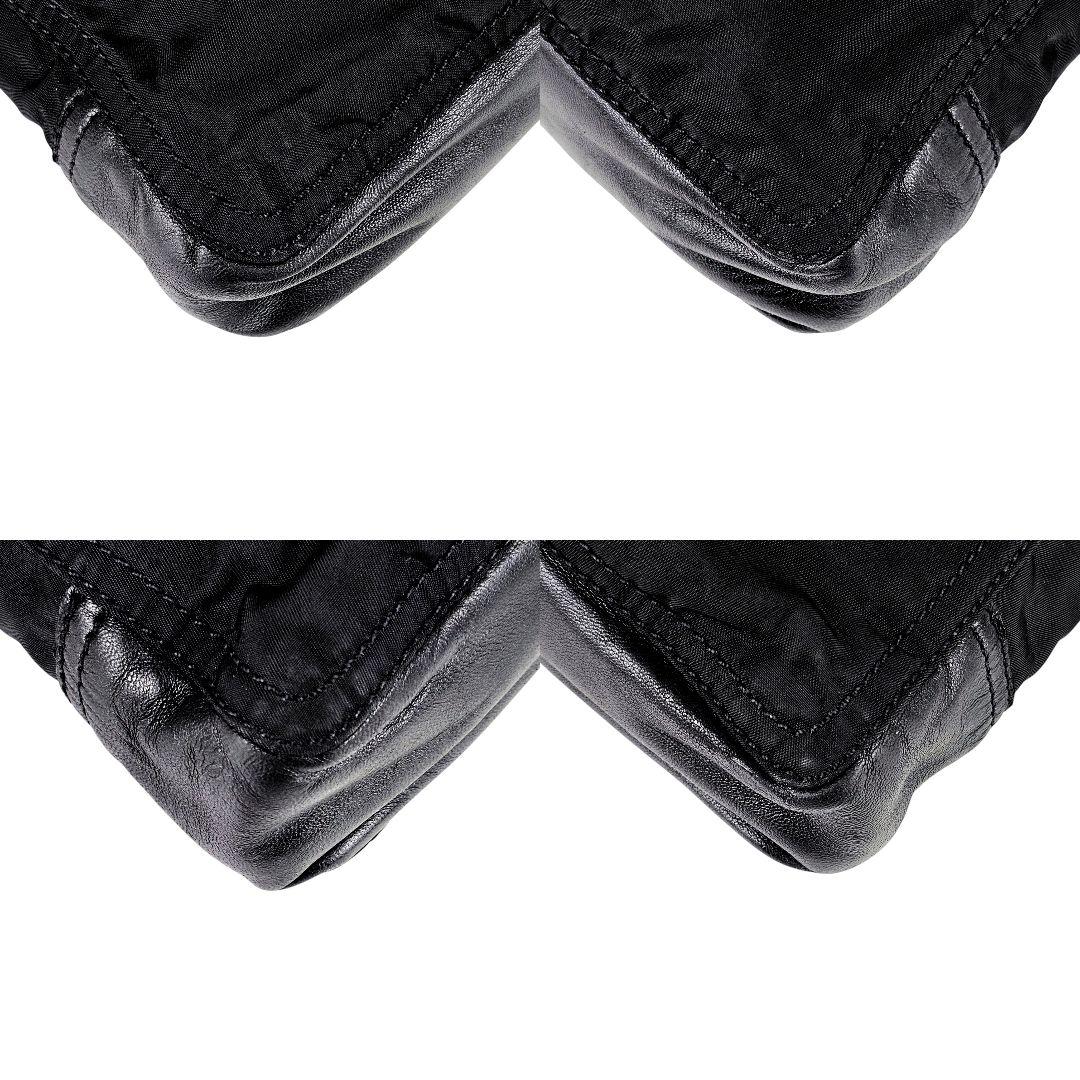 美品 プラダ PRADA 三角ロゴ レザー切替 ショルダー メッセンジャーバッグ