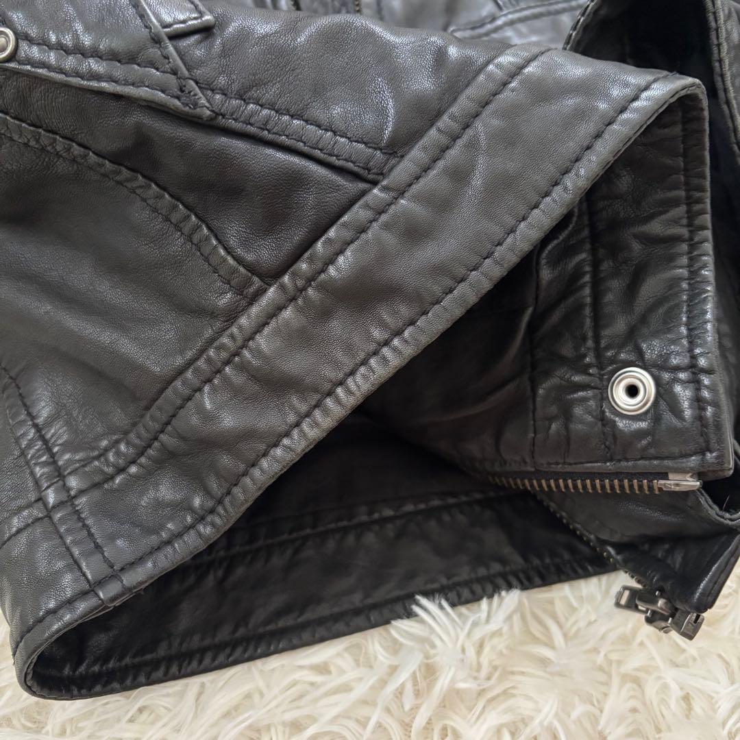 ディーゼル レザージャケット ライダースジャケット シングル 羊革 ブラック