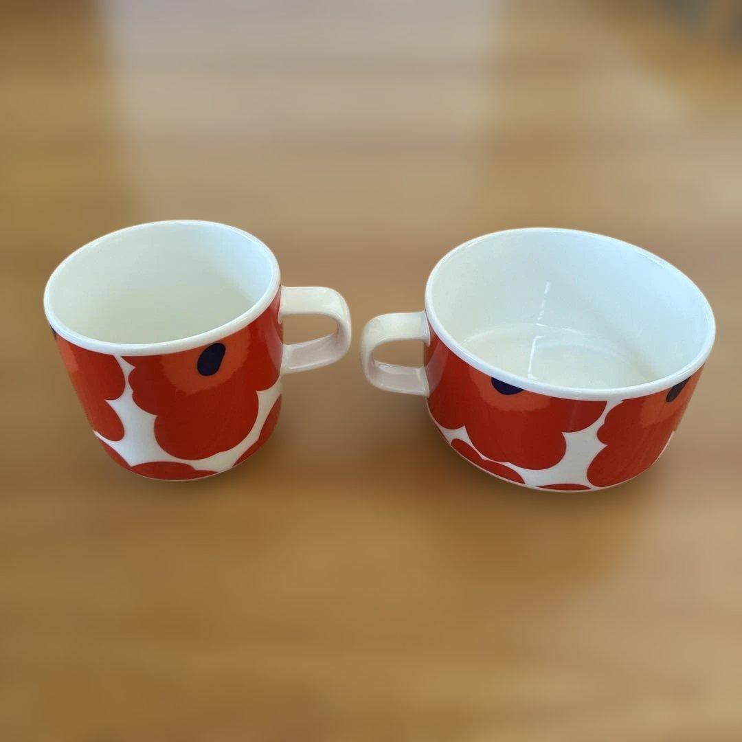 ◉marimekko◉赤Unikkoカップ＆スクエアプレート４点セット◉