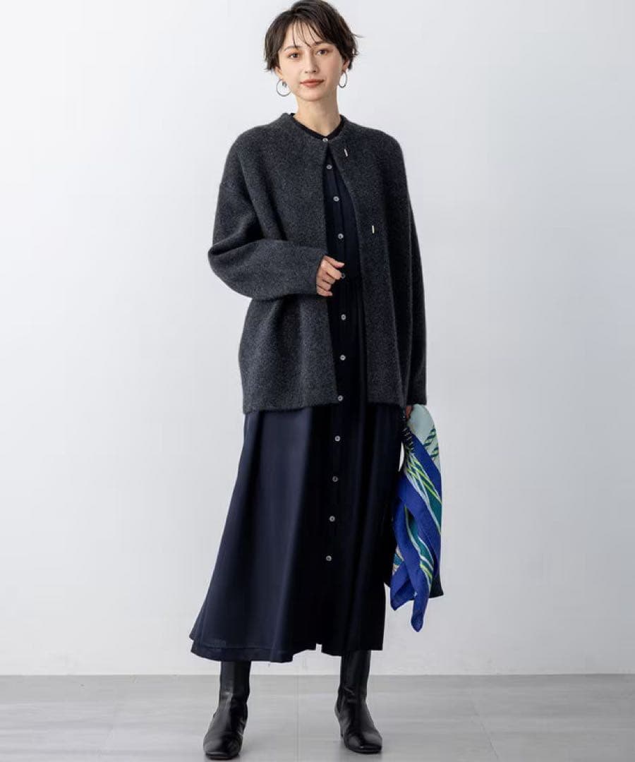 23区今季見上愛さん着用/洗えるラクーンブレンドダブルフェイス ニット アウター