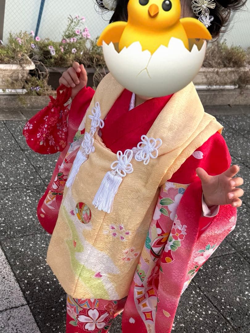 七五三 正絹 被布 黄色 3歳