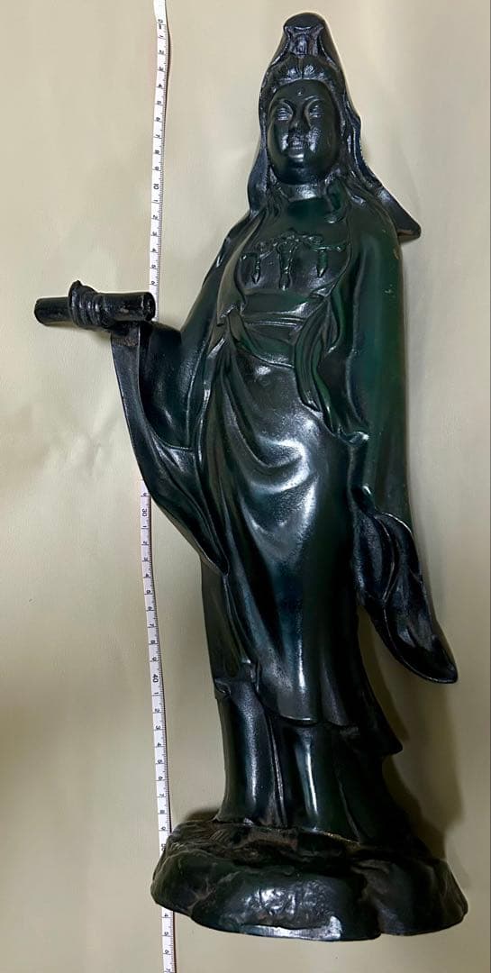 観音菩薩像 高さ約52cm 金属製 観音様 仏像 置物 インテリア