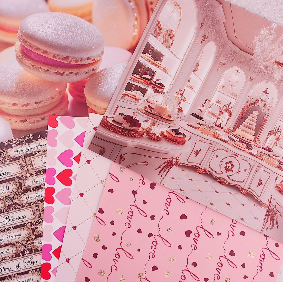 新作②ラブレター♡A4デザインペーパー　70枚♡バレンタイン　コラージュ　素材