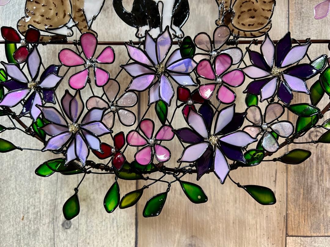 ひーたん「猫さんとフルーツ~ピアノ枠」「3猫'S~お花リース」