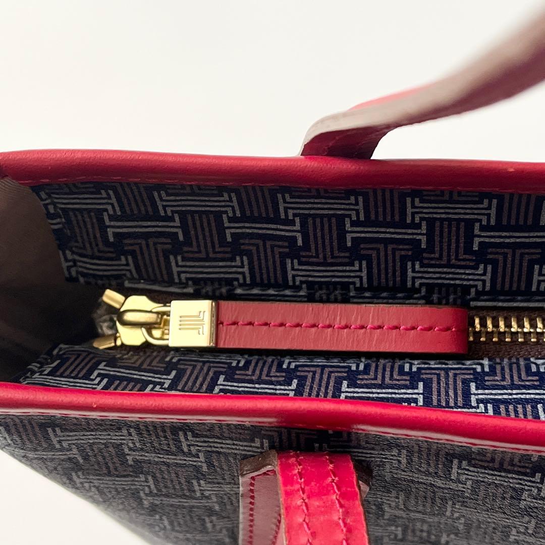 ランバンコレクション　トートバッグ　フェリア　PVC　レザー　ネイビー　レッド