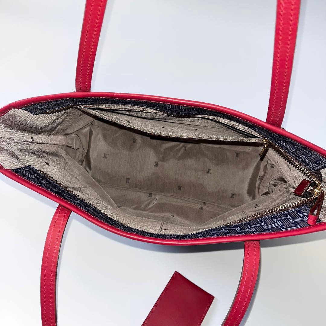 ランバンコレクション　トートバッグ　フェリア　PVC　レザー　ネイビー　レッド