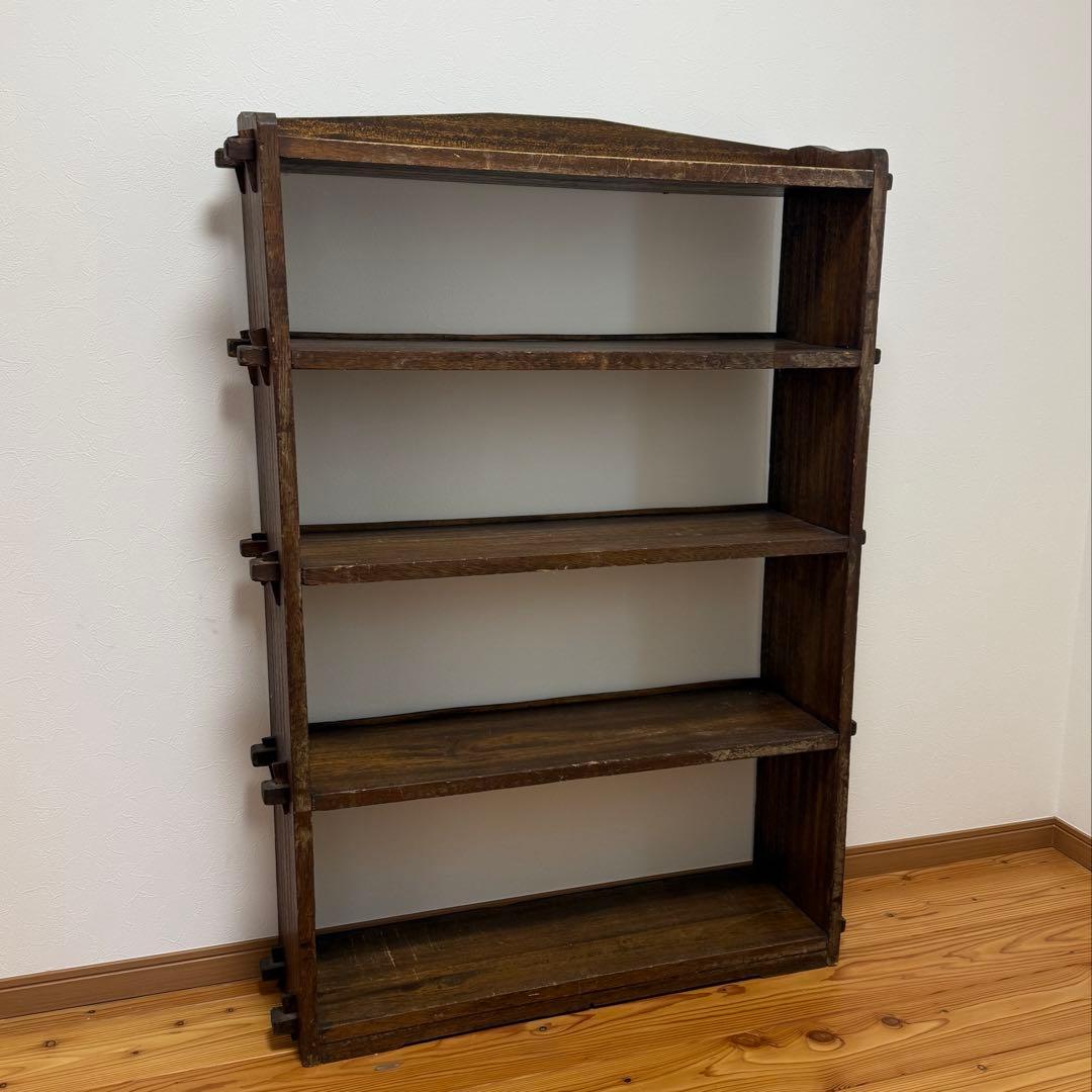 古家具 無垢材 組み木棚 昭和レトロ 飾り棚 本棚 シェルフ アンティーク