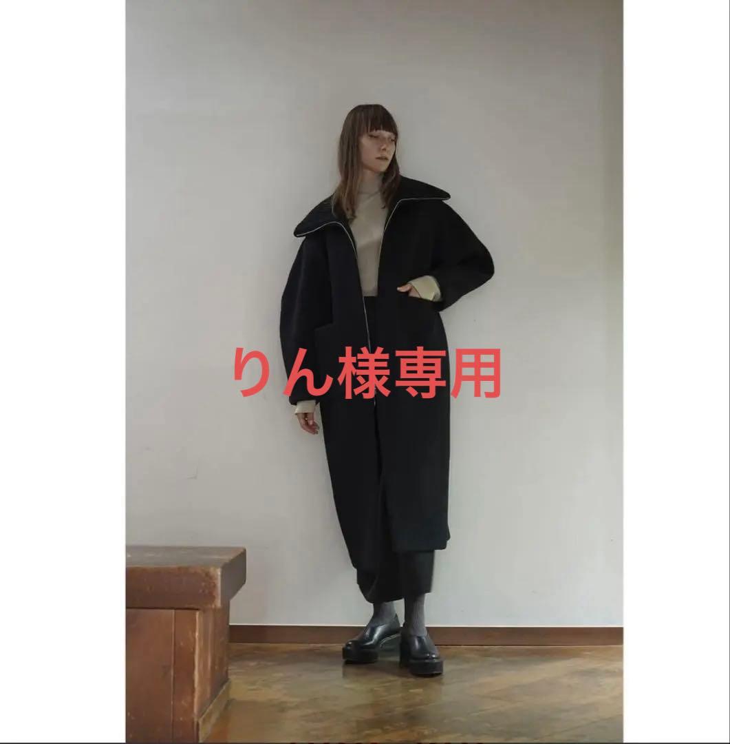 CLANE RIB COLLAR WOOL LONG COAT ブラック