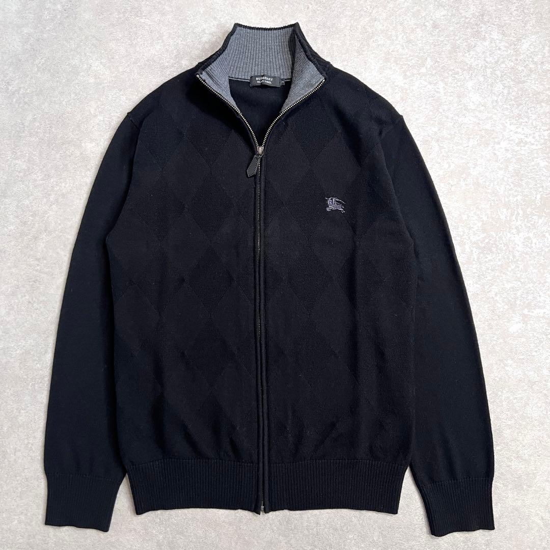 【極美品】バーバリーブラックレーベル ドライバーズニット ジップアップセーター黒