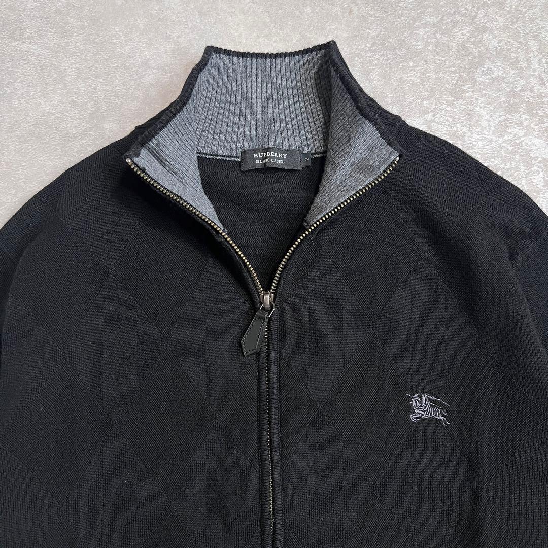 【極美品】バーバリーブラックレーベル ドライバーズニット ジップアップセーター黒