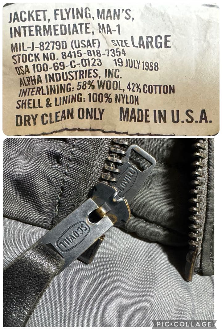 稀少 ALPHA 米国製 68モデル 復刻 MA-1 リバーシブル Dタイプ L