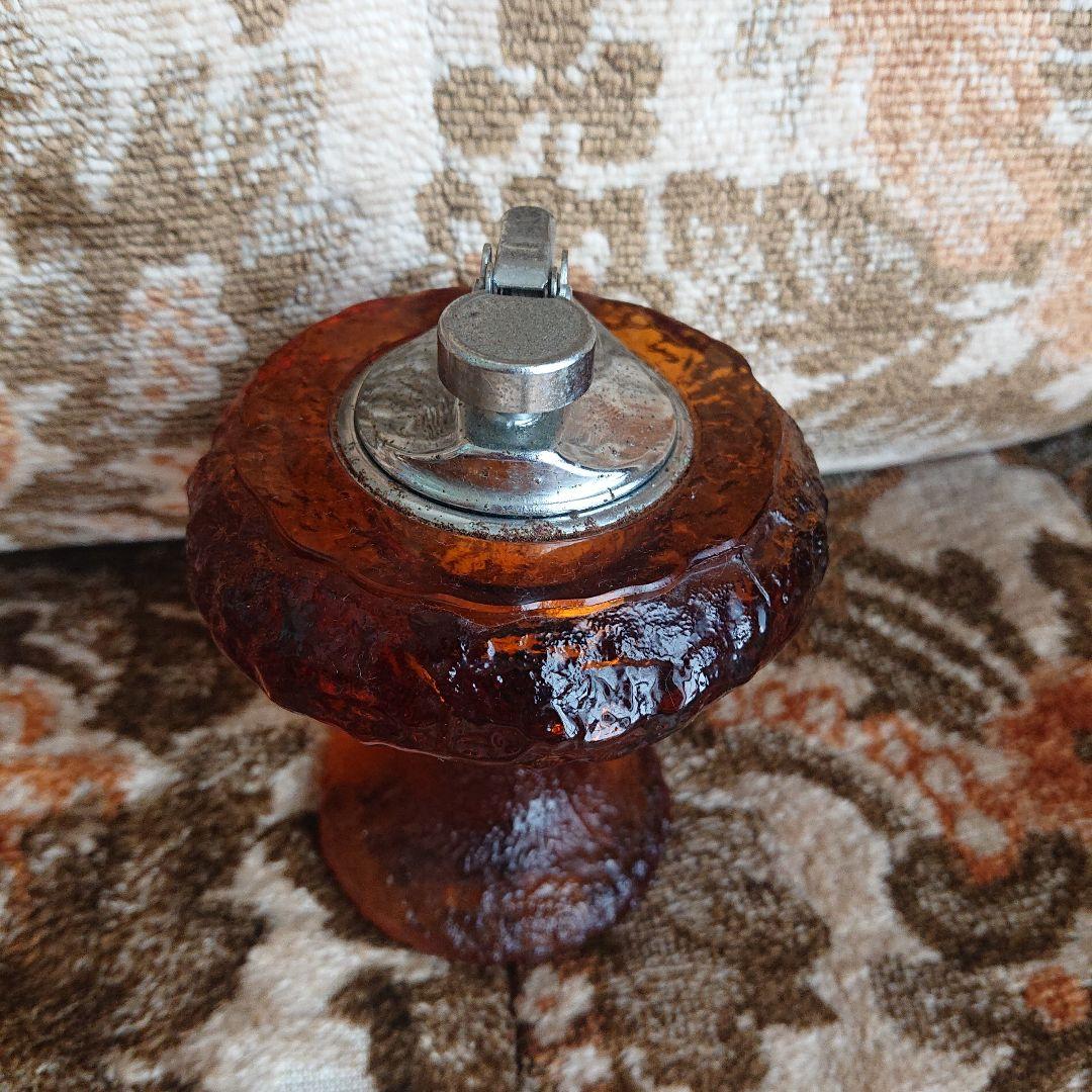 アンバーガラス 置き型ライター希少アンティーク