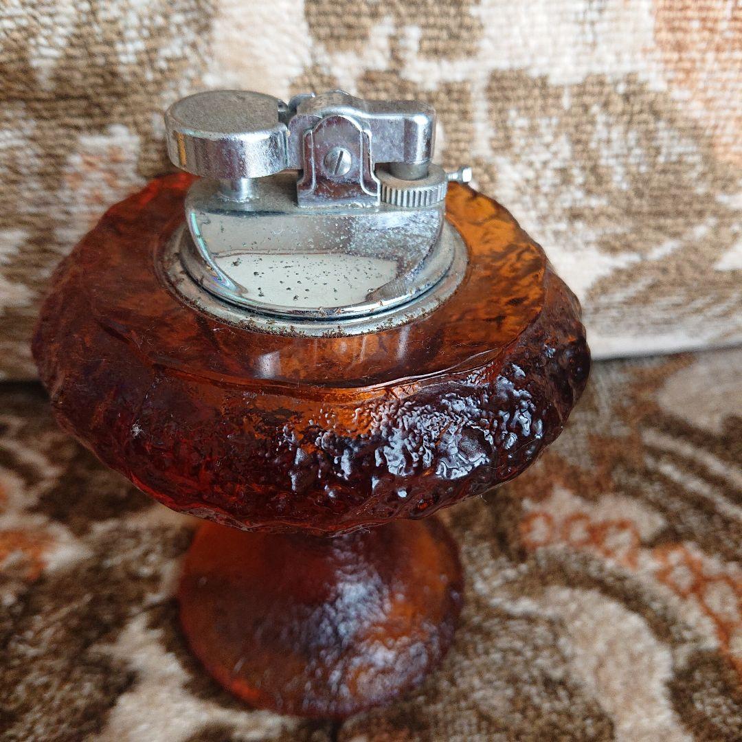 アンバーガラス 置き型ライター希少アンティーク