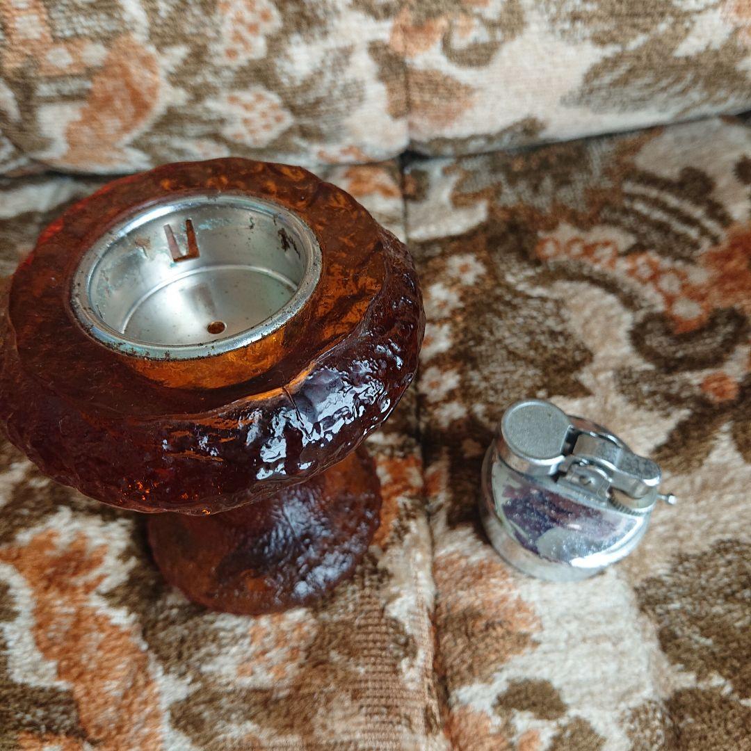 アンバーガラス 置き型ライター希少アンティーク