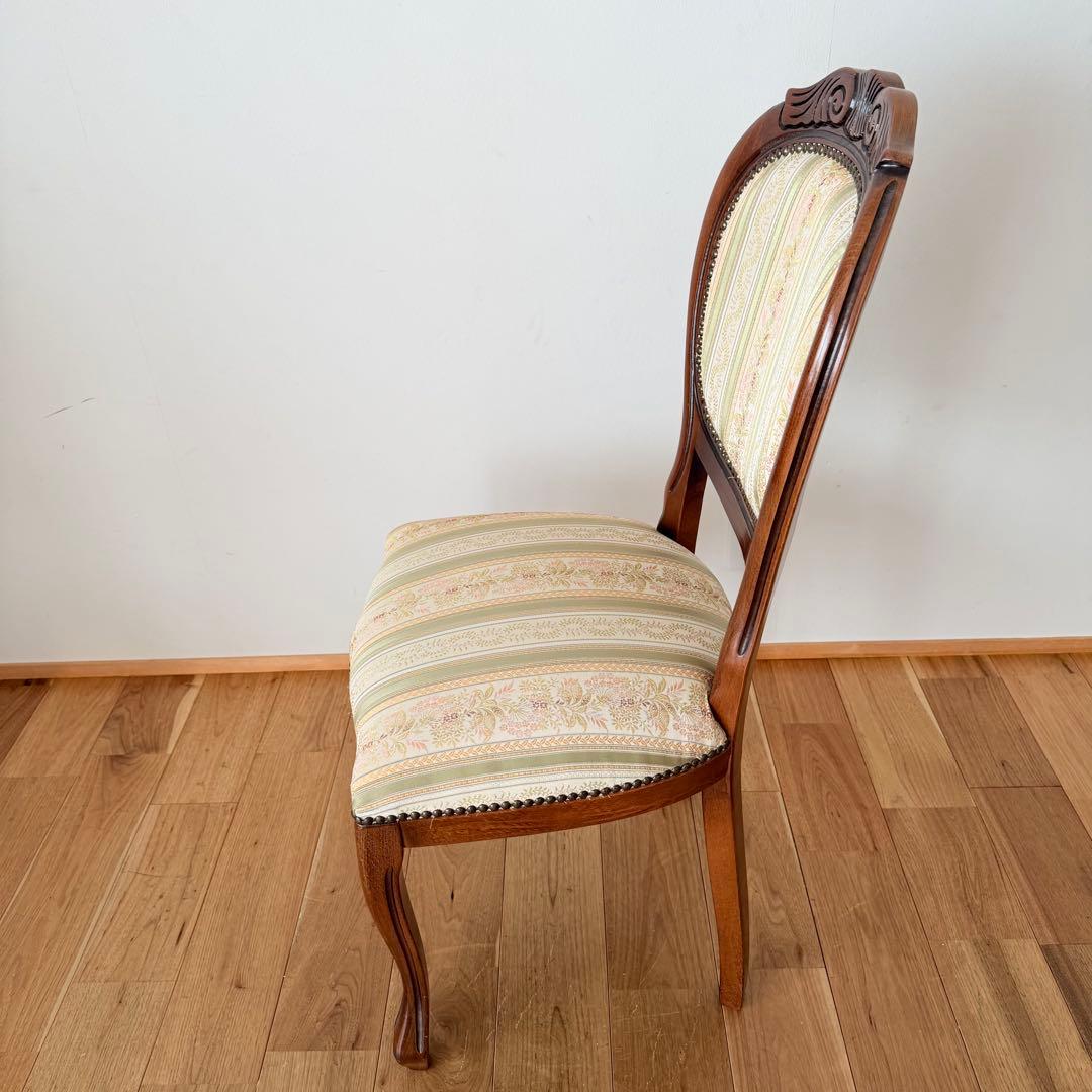 イタリア ダイニング アンティーク 木製チェア 猫足 象嵌 ロココ ヨーロッパ