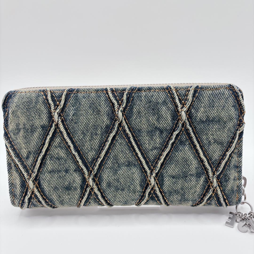 未使用級DIESEL ディーゼル デニム キルティング ラウンドファスナー長財布