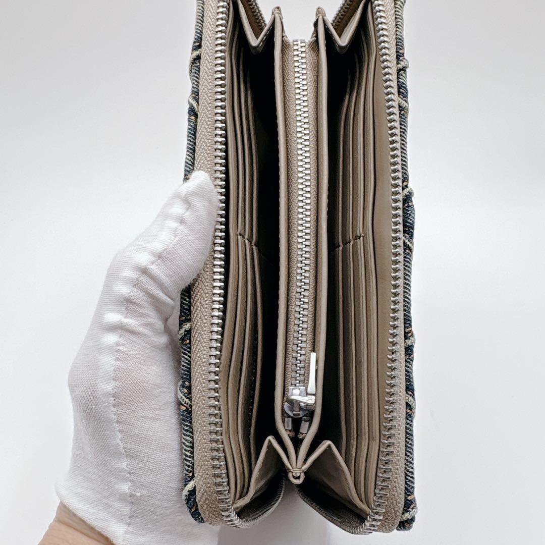 未使用級DIESEL ディーゼル デニム キルティング ラウンドファスナー長財布