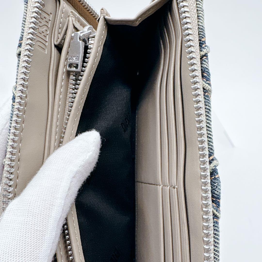 未使用級DIESEL ディーゼル デニム キルティング ラウンドファスナー長財布