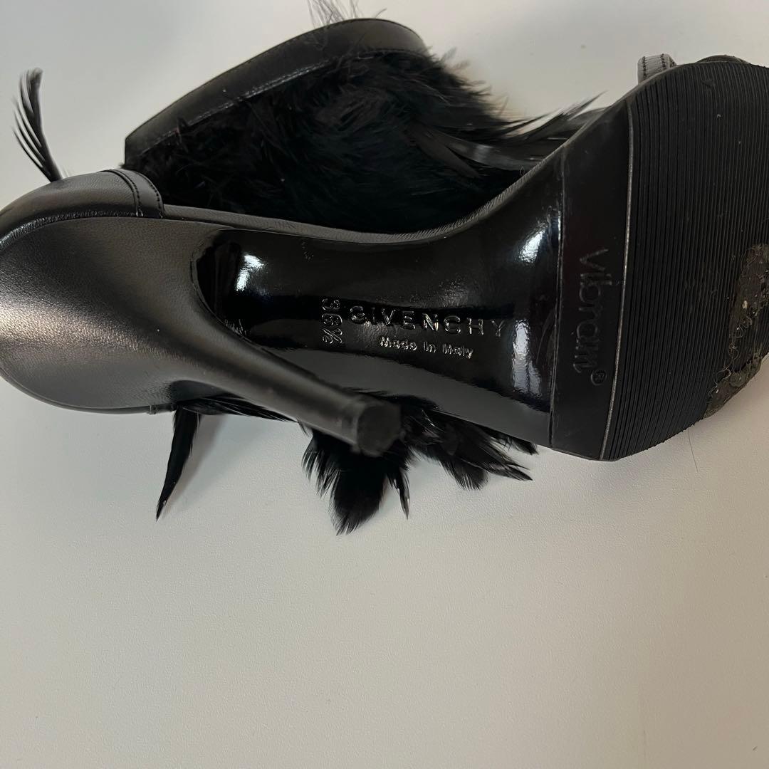 美品　GIVENCHY フェザー　羽毛　ハイヒール　アンクルストラップ　サンダル