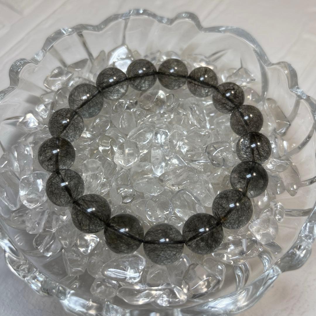 ブラックルチルクォーツ　12mm パワーストーン　天然石　高品質　大玉 開運