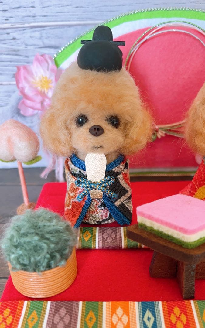 (専用)  羊毛フェルト  桃の節句  トイプードルちゃんのひな祭り飾り