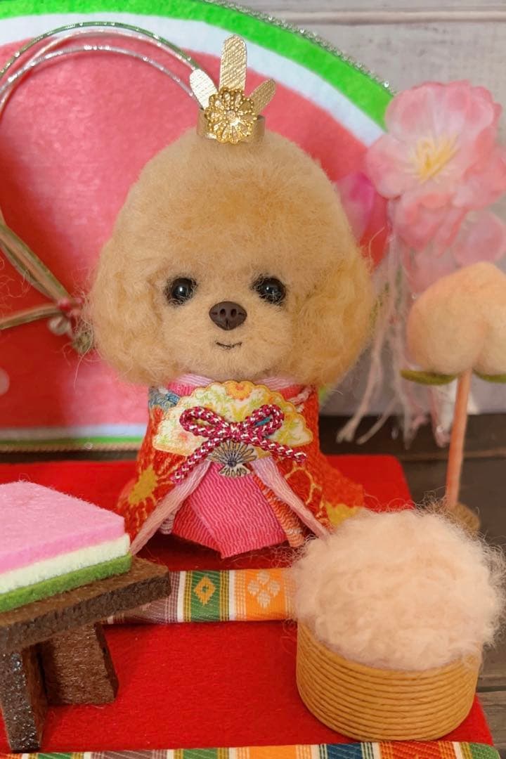 (専用)  羊毛フェルト  桃の節句  トイプードルちゃんのひな祭り飾り