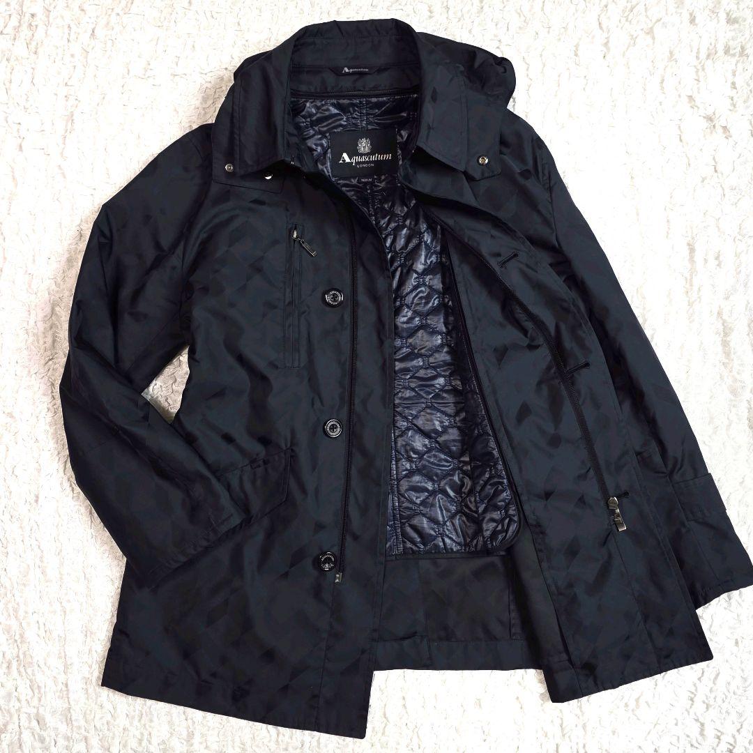 アクアスキュータム ジャケット コート 総柄 ライナー軽量 2way ショート丈