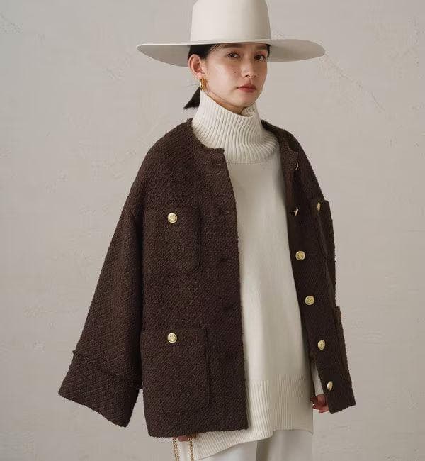 Loungedress ラウンジドレス ツイードジャケット ブラウン