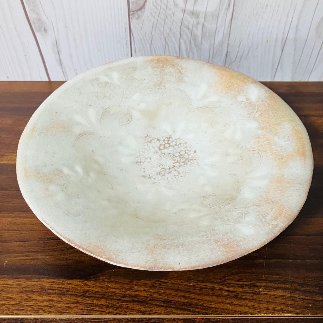 【新品】京焼 皿 森里良三作 荒土物 中鉢 食器 清水焼 京都 早蕨