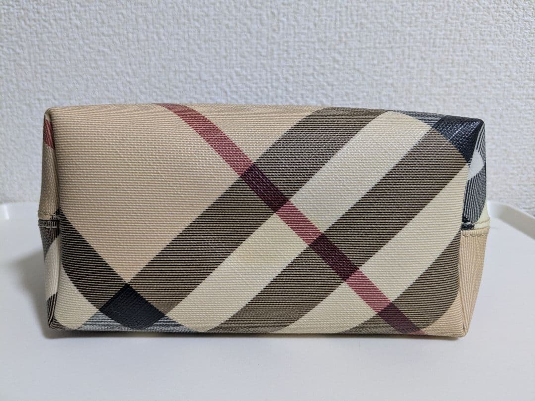 美品★バーバリー ノバチェックポーチ ハンドバッグ ストラップ ブラック レザー