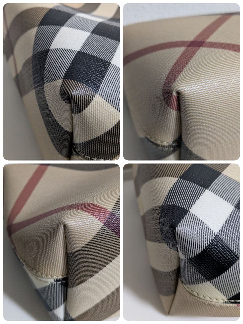 美品★バーバリー ノバチェックポーチ ハンドバッグ ストラップ ブラック レザー