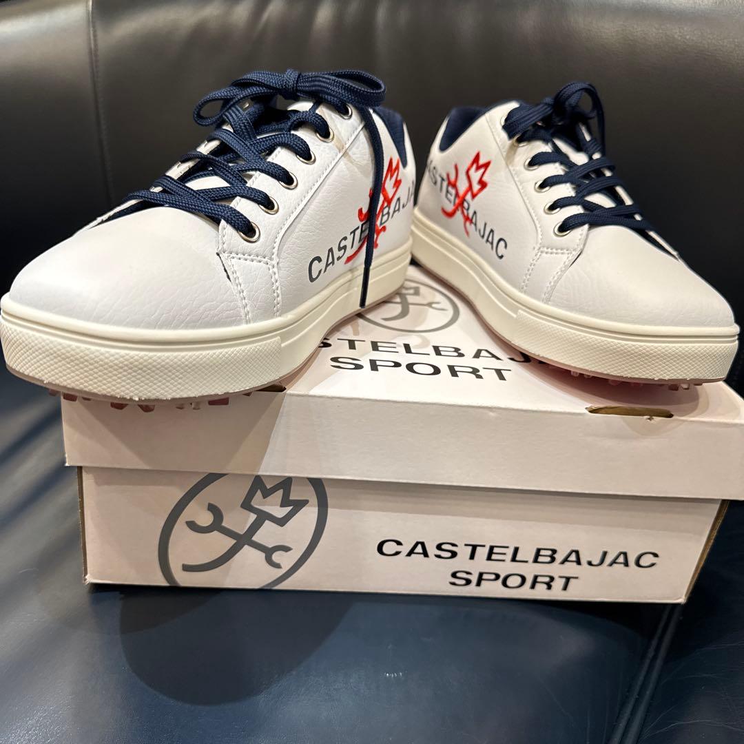 試着のみ。CASTELBAJAC ゴルフシューズ ホワイト24.0
