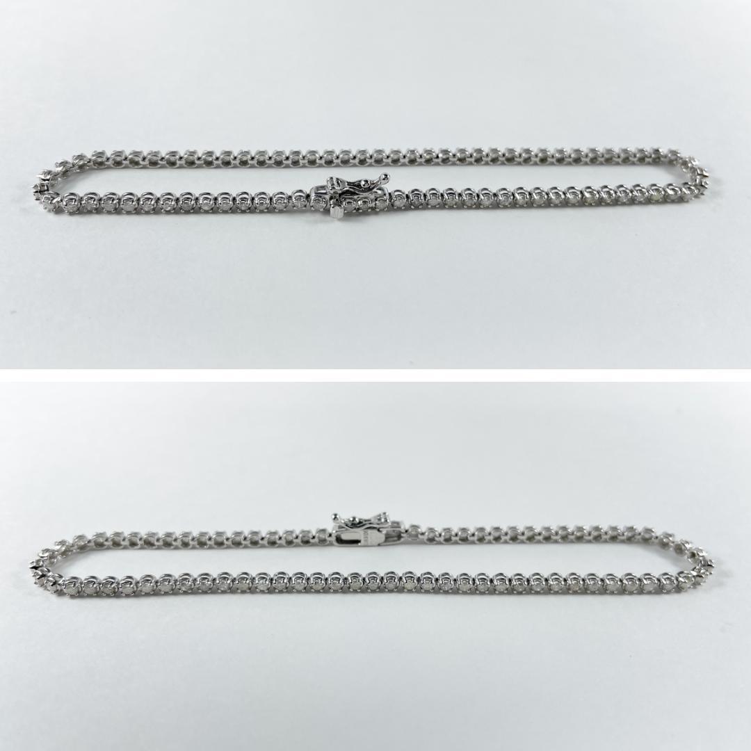 K14WG 天然ダイヤモンド 1.00ct テニスブレスレット