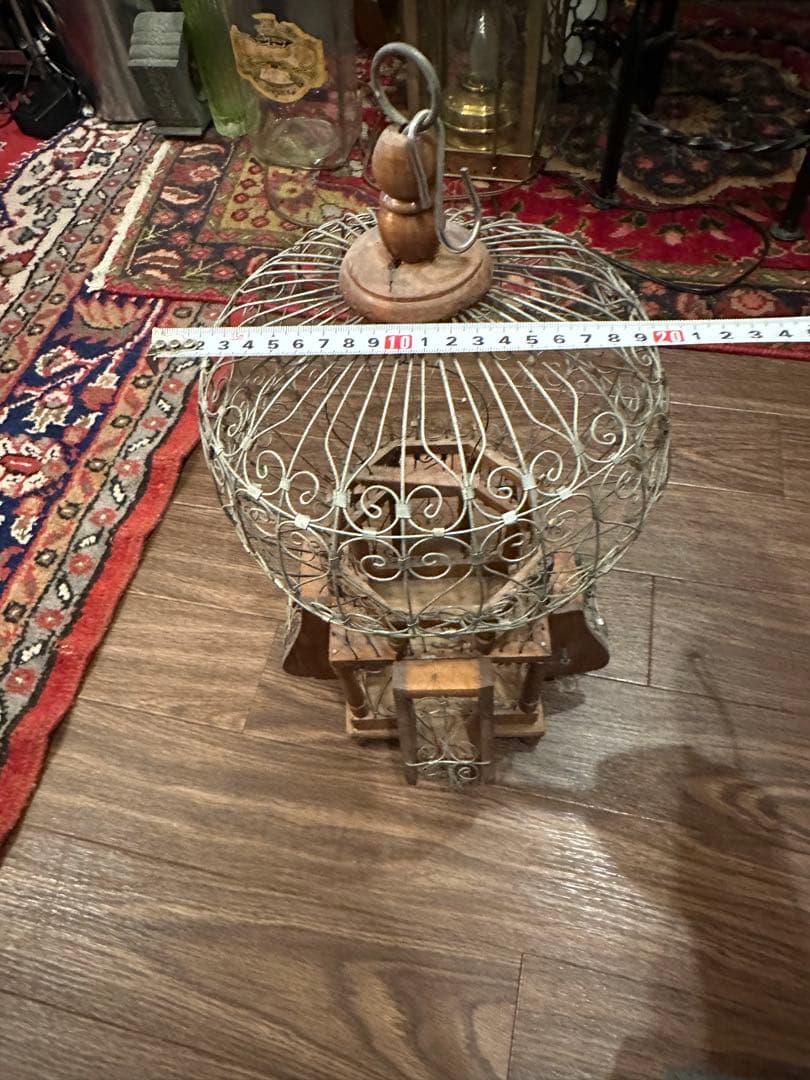 バードケージスタイル 置物 木製 金属製　アンティーク