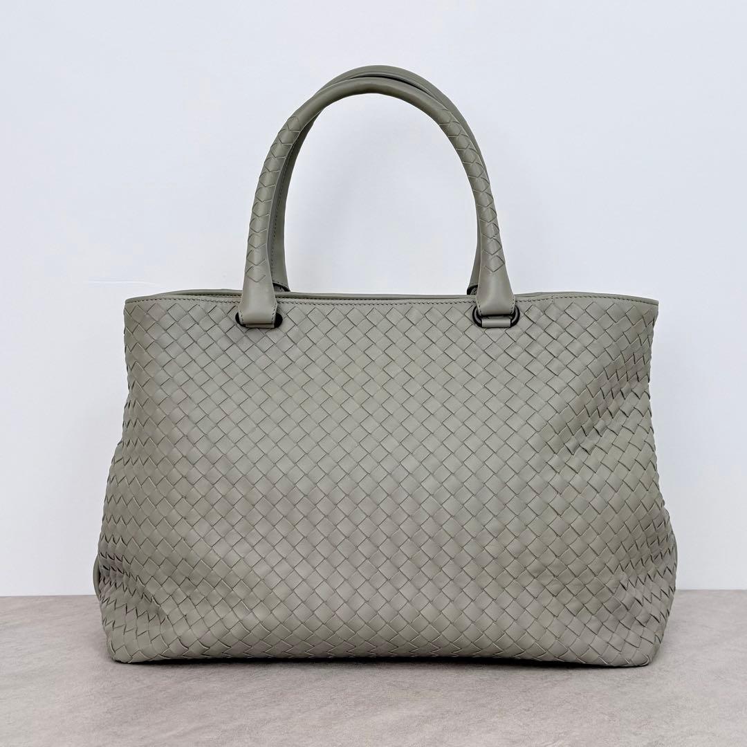 極美品 BOTTEGA VENETA トートバッグ イントレチャート グレー