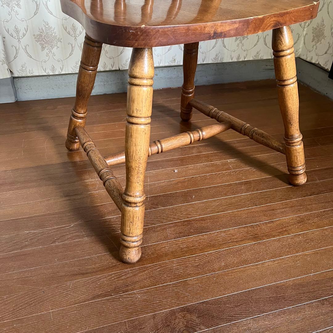 【アンティーク】⑤ 北欧レトロ 木製 ウィンザーチェア 椅子 ろくろ脚 古家具