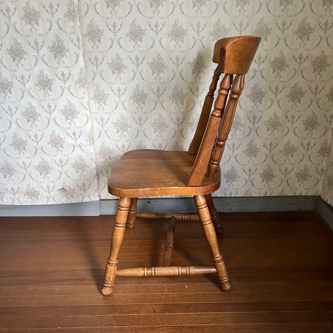 【アンティーク】⑤ 北欧レトロ 木製 ウィンザーチェア 椅子 ろくろ脚 古家具