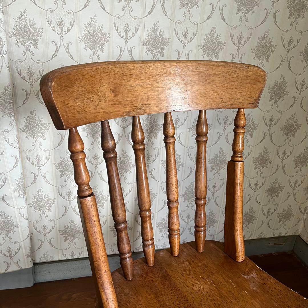 【アンティーク】⑤ 北欧レトロ 木製 ウィンザーチェア 椅子 ろくろ脚 古家具