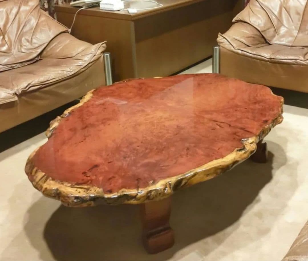 【中古】天然木花梨 一枚板 輪切 座卓 テーブル 美品 豪華最高級 無垢座卓骨董