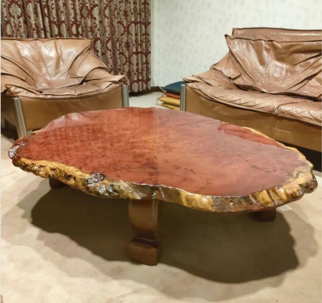 【中古】天然木花梨 一枚板 輪切 座卓 テーブル 美品 豪華最高級 無垢座卓骨董