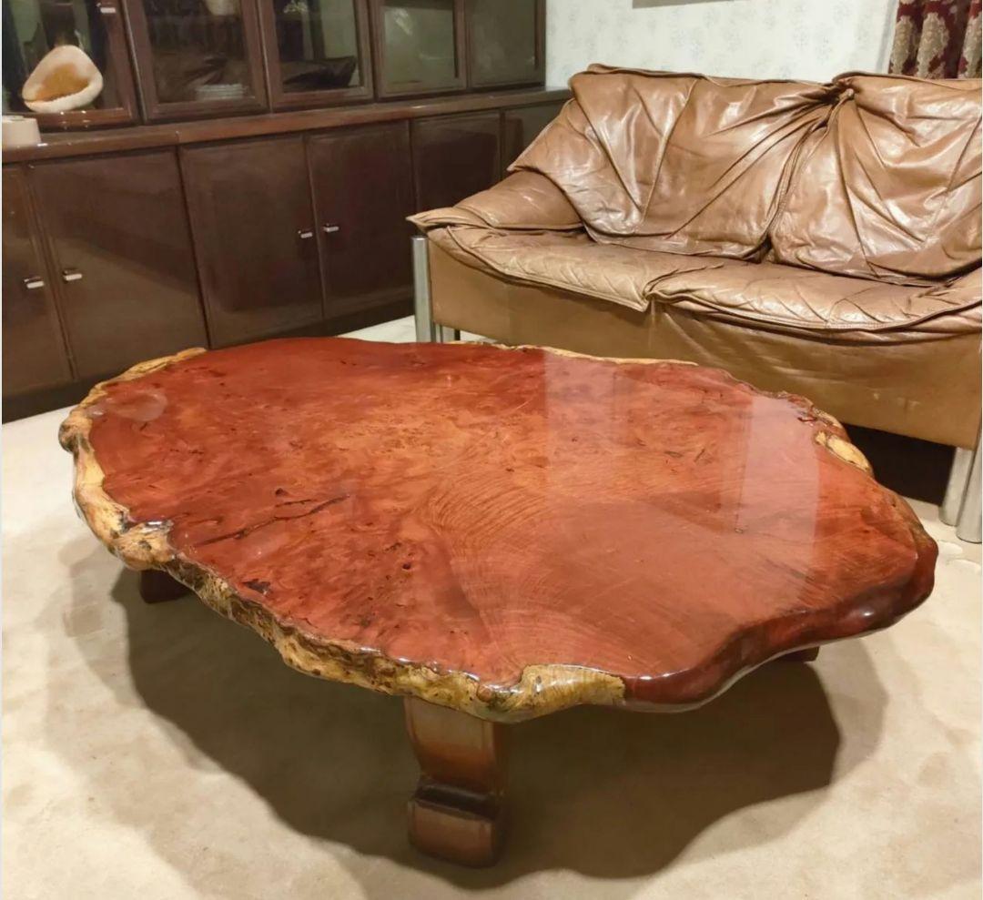 【中古】天然木花梨 一枚板 輪切 座卓 テーブル 美品 豪華最高級 無垢座卓骨董