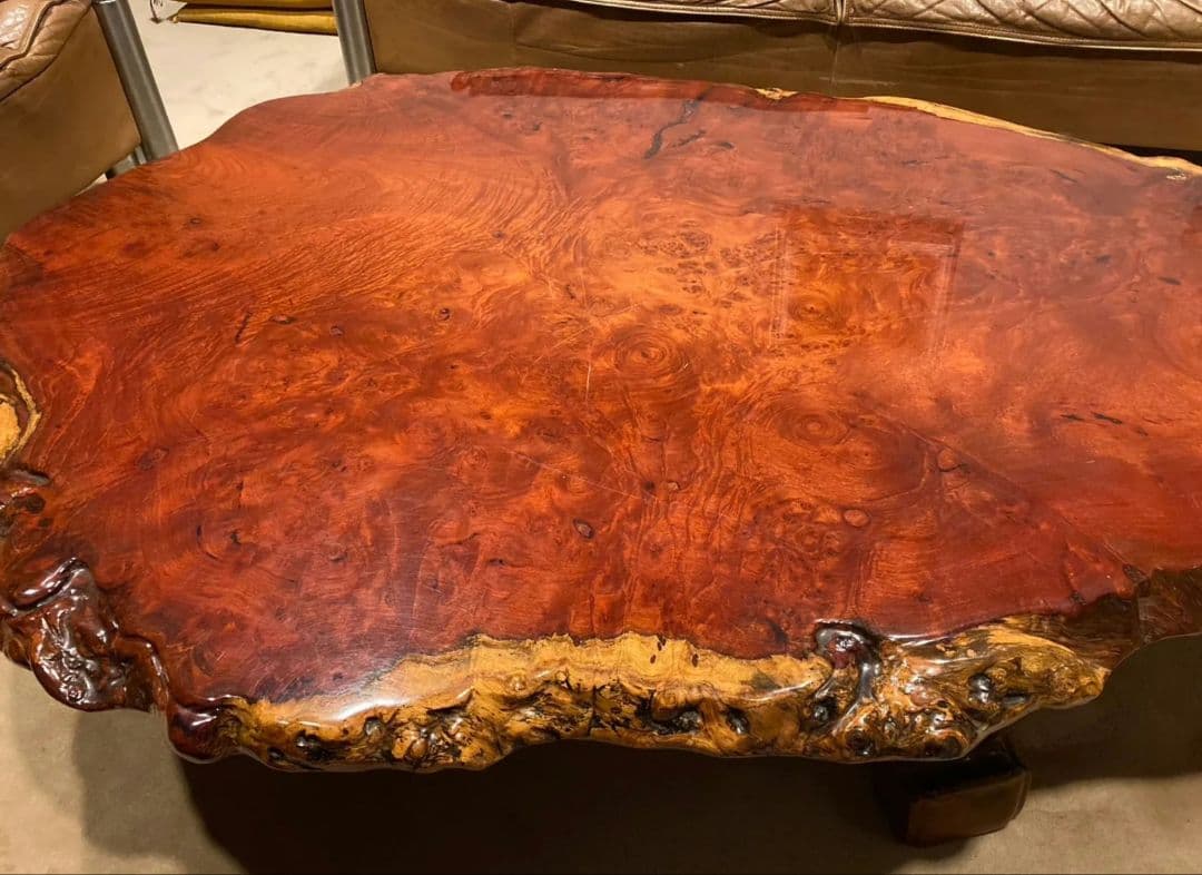 【中古】天然木花梨 一枚板 輪切 座卓 テーブル 美品 豪華最高級 無垢座卓骨董