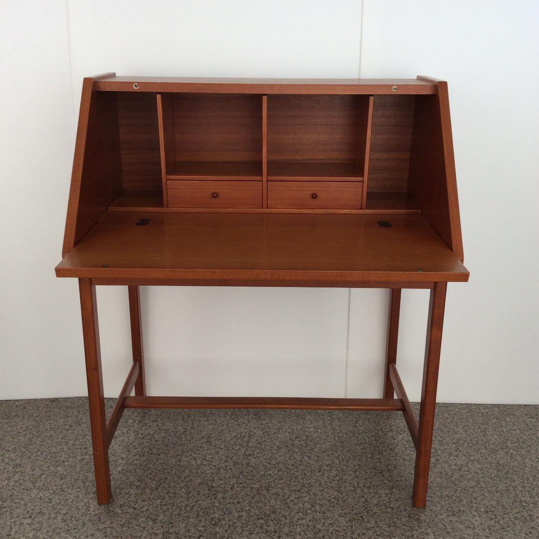 ライティングビューロー W90 マグネット式扉 引出し２ヵ所 ブラウン系