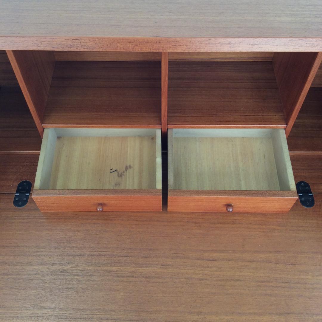 ライティングビューロー W90 マグネット式扉 引出し２ヵ所 ブラウン系