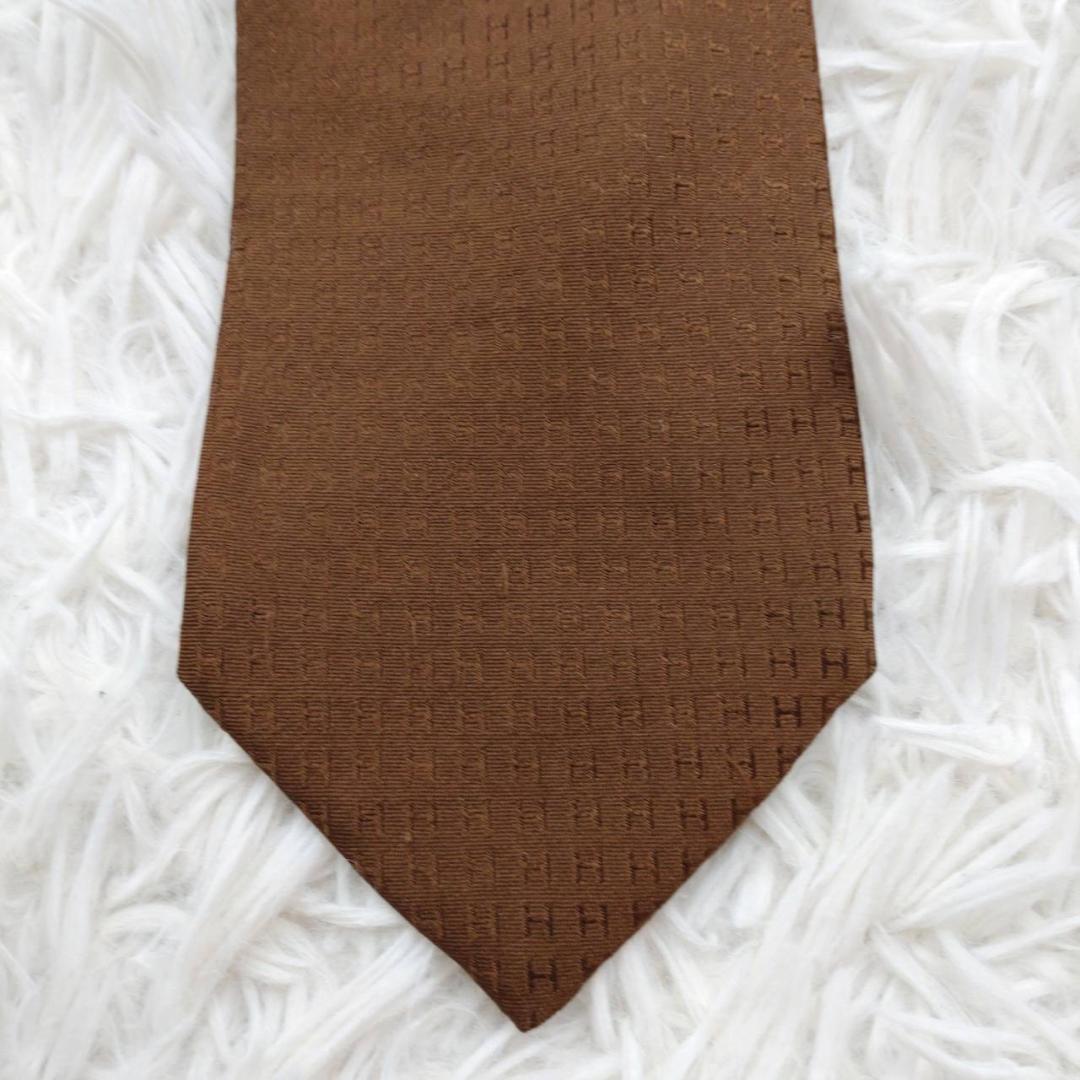 エルメス 高級シルクネクタイ ファソネ柄 ダークブラウン
