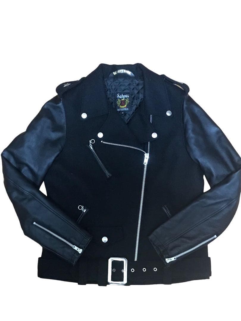 schott ショット ダブルライダースジャケット キルティング ラムレザー 黒
