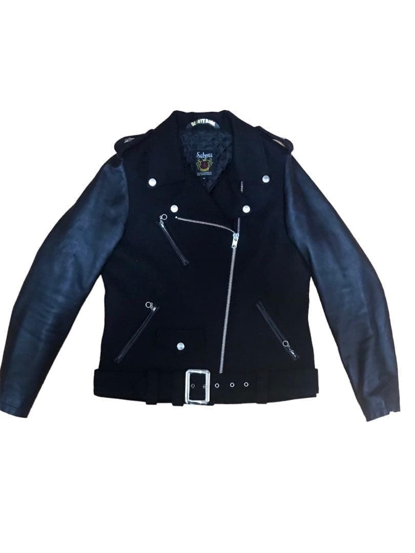 schott ショット ダブルライダースジャケット キルティング ラムレザー 黒